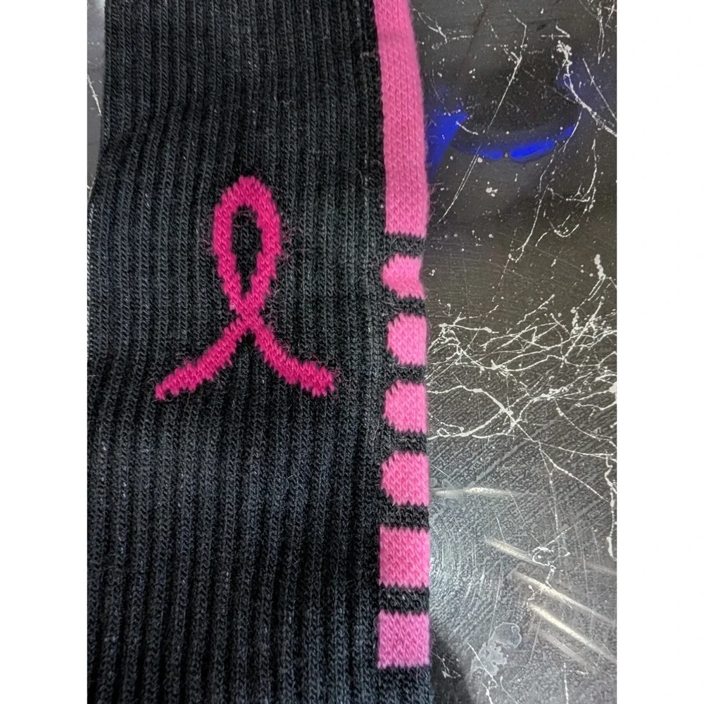 Red Lion Products Black Pink Breast Cancer Socks NWT Size L Unisex Made In‎ USA